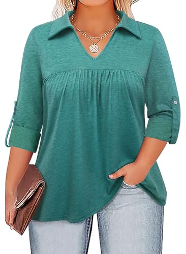 Siddhe Womens Plus Size Tops, Plus Size 3/4 Sleeve Tops for